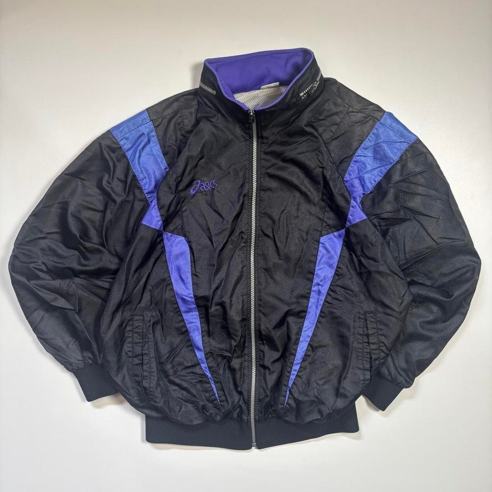 Asics black & purple track windbreaker jacket - S